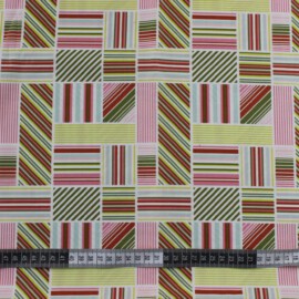 Tela de rayas en color : verde ,beige,rosa