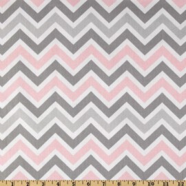Tela “Zig Zag ” de color rosa /gris