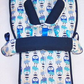 Conjunto a juego para  "Bugaboo" ,dibujos de búhos azul