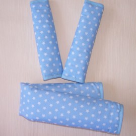 Funda para la barra + cubrecinturones ,cuadros Vichy  azul/blanco