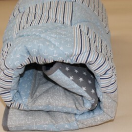 Manta de Patchwork para bebe de color gris/azul