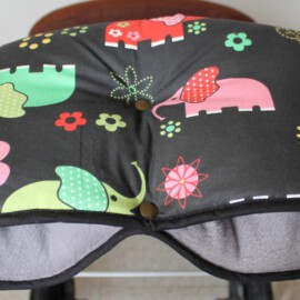 Manopla para cochecito , Elefantes negro