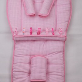Conjunto a juego para  "Emmaljunga" , cuadros Vichy color rosa