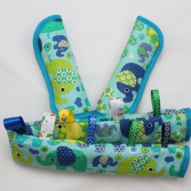 Funda para la barra + cubrecinturones ,elefantes color  verde