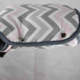 Manopla para cochecito , ZigZag color rosa-gris-blanco
