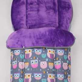 Saco para silla de paseo"Joie", dibujos de búhos color gris / púrpura