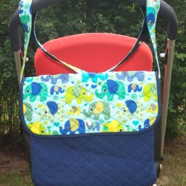 Bolso para Carritos de Bebés  ,elefantes fondo verde