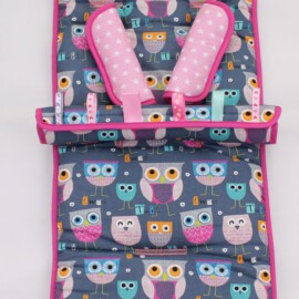 Conjunto a juego para  "Britax", búhos de color gris / rosa