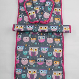 Conjunto a juego para  "Britax", dibujos de búhos gris