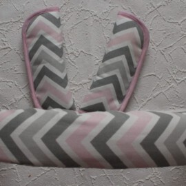 Funda para la barra + cubrecinturones , Zig Zagr rosa ,gris ,blanco