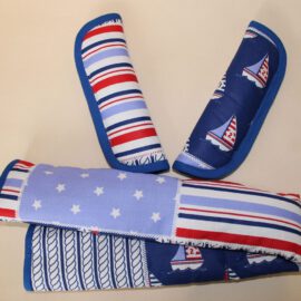 Funda para la barra + cubrecinturones ,  estilo patchwork de color azul
