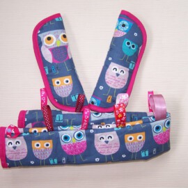 Funda para la barra + cubrecinturones,búhos de color gris/pink