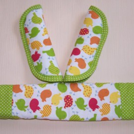 Funda para la barra + cubrecinturones,pájaros de color verde