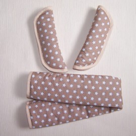 Funda para la barra + cubrecinturones ,Estrellas de color beige