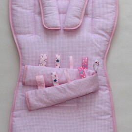 Conjunto a juego para  "Joie", tela de cuadros Vichy de color rosa