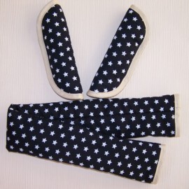 Funda para la barra + cubrecinturones ,Estrellas de color negro/beige