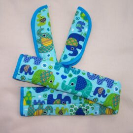 Funda para la barra + cubrecinturones ,Tela con dibujos de elefantes ,mint
