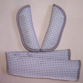 Funda para la barra + cubrecinturones ,cuadros Vichy de color  gris