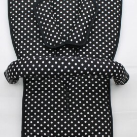 Conjunto a juego para  "Bugaboo" ,Lunares  de color negro ,con nombre bordado!
