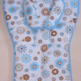 Conjunto a juego para  "Bugaboo" , Flores de color azul,beige
