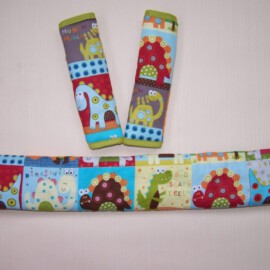 Funda para la barra + cubrecinturones ,dinosaurios  de color verde