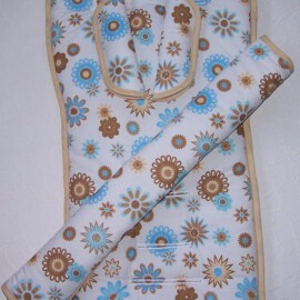 Conjunto a juego para  "Emmaljunga ", Flores de color azul,beige,marrón