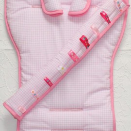 Conjunto a juego para  "Emmaljunga" , cuadros Vichy de color rosa/blanco