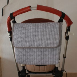 Bolso para Carritos de Bebés  , Tela de cuadros Vichy de color negro /blanco