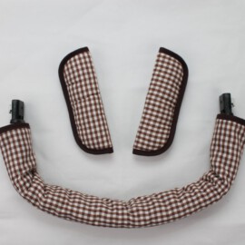 Funda para la barra + cubrecinturones ,  cuadros Vichy de color marrón