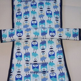 Conjunto a juego para  "TFK" ,búhos de color azul