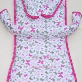 Conjunto a juego para  "TFK" , mariposas de color rosa,gris,