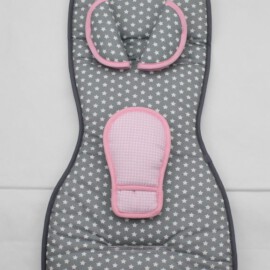 Conjunto a juego para silla de coche, "Estrellas gris/rosa