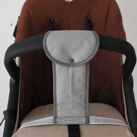 Correa de entrepierna para carrito de bebé, color gris con lunares 2 mm