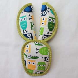 Cubre cinturones con almohadilla ,dibujos de búhos , blanco/verde