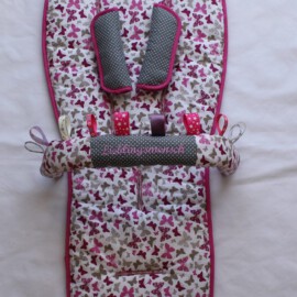 Conjunto a juego para  "Bugaboo", dibujos de mariposas púrpur