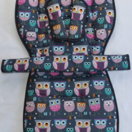 Conjunto a juego para  "Joie", dibujos de búhos color gris