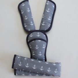 Funda para la barra , cubrecinturones y almohadilla , color gris con anclas
