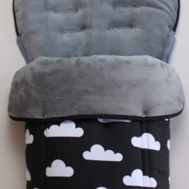 Saco para silla de paseo " Hartan/Teutonia  ", nubes blancas sobre fondo negro