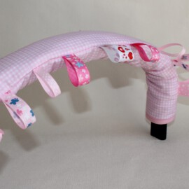 Protector para barra de seguridad ,cuadros Vichy de color rosa