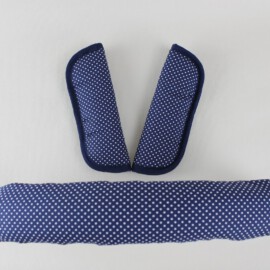 Funda para la barra + cubrecinturones ,  tela de color azul marino con lunares