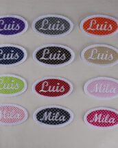 Oval patch with embroidered name