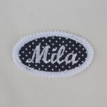 Oval patch with embroidered name