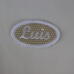 Oval patch with embroidered name