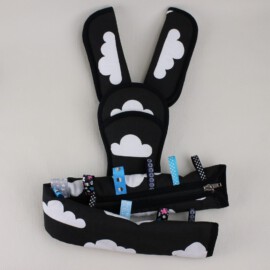 Funda para la barra , cubrecinturones y almohadilla , nubes blancas sobre fondo negro