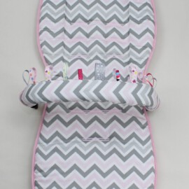 Conjunto a juego para  "Joie",Tela  Zigzag de color gris/rosa/blanco