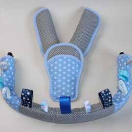 Funda para la barra , cubrecinturones y almohadilla , color gris /azul