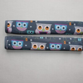 2 Fundas para las barras , tela gris con dibujos de búhos