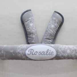 Funda para la barra + cubrecinturones , con nombre bordado ,gris