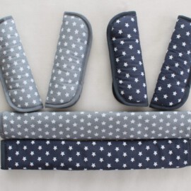 2 Fundas para las barras +2 pares de cubrecinturones , Estrellas de color gris