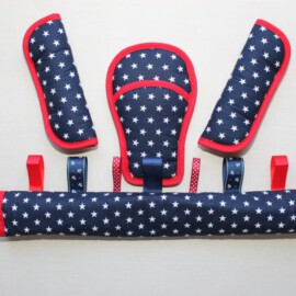 Funda para la barra , cubrecinturones y almohadilla , color marino con estrellas